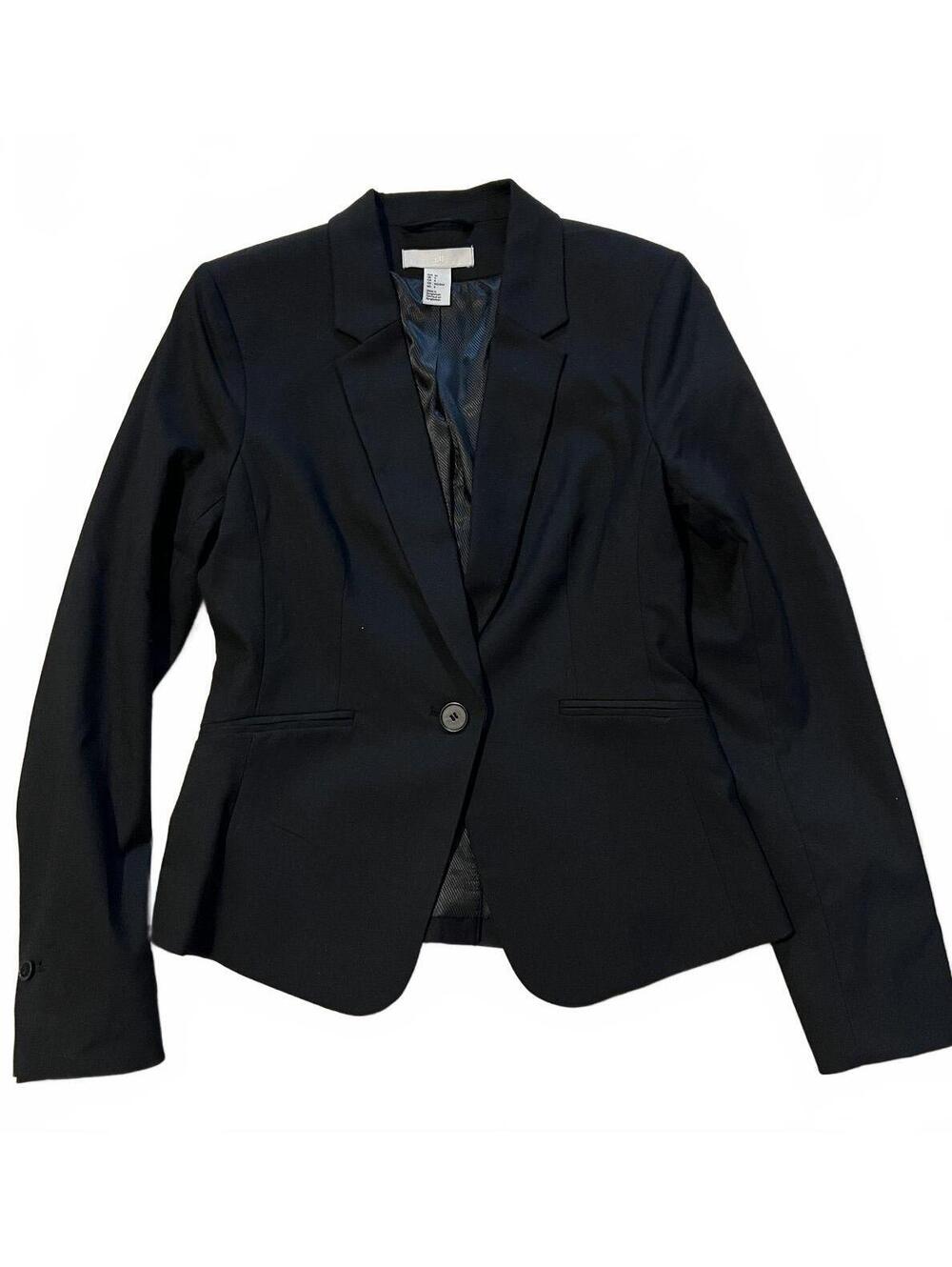 H&M Black Tailored Single-Button Blazer Jacket Size US 4